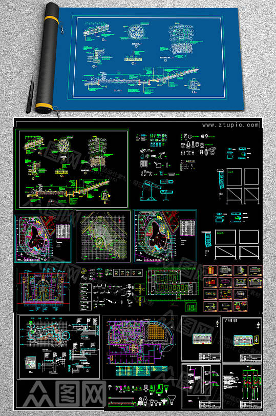 整套舞台CAD模板-众图网
