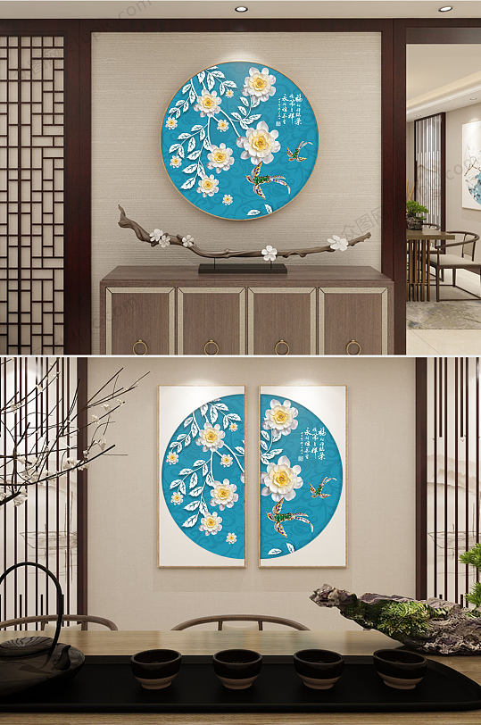 新中式花鸟装饰画-众图网