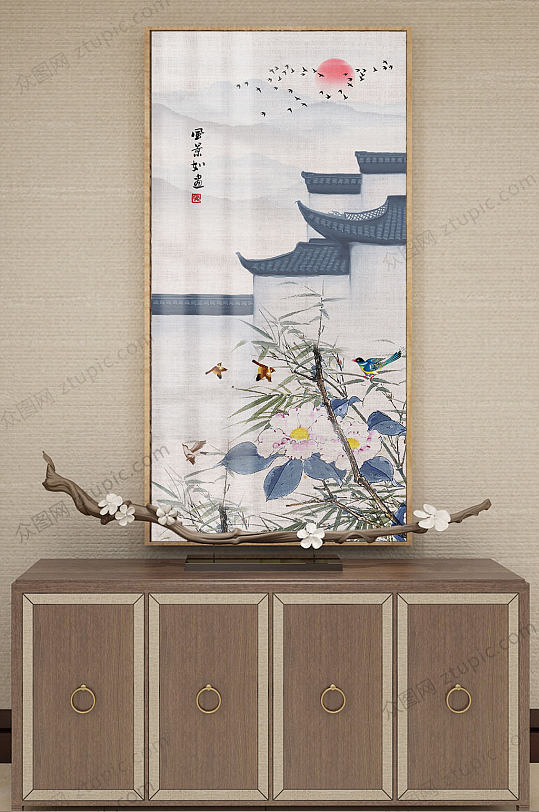 山水人家中庭装饰画-众图网