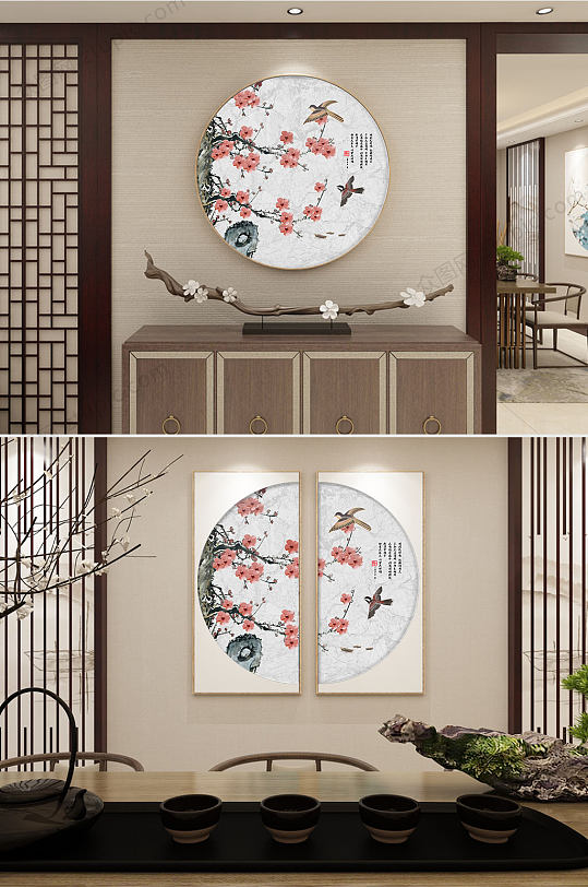 中式花鸟简约装饰画-众图网