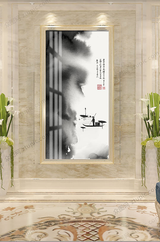 中式意境水墨装饰画-众图网