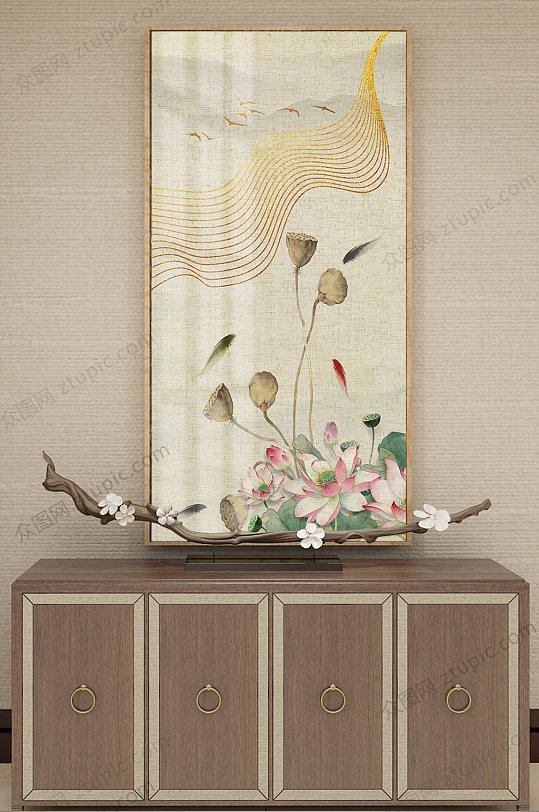 新中式中庭装饰画-众图网