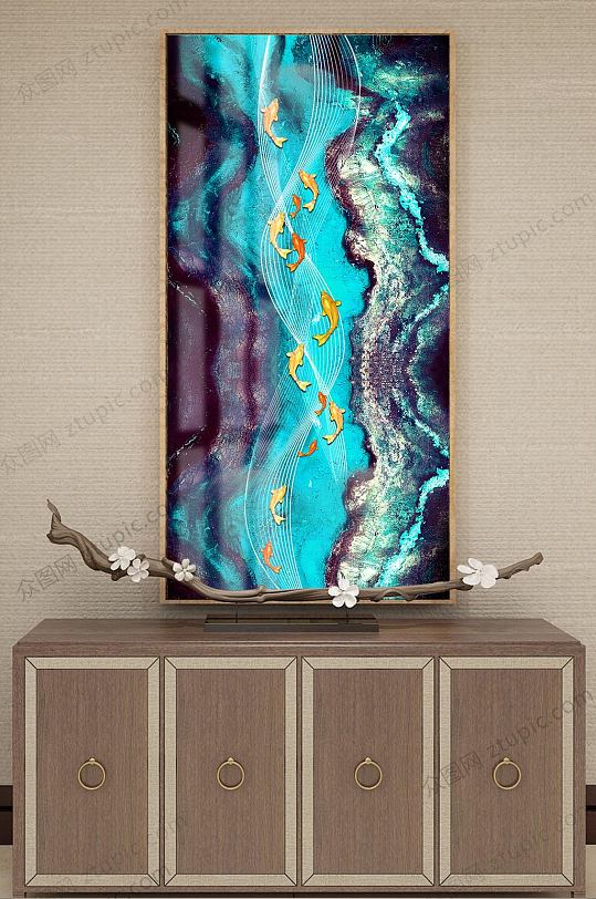 抽象山水锦鲤装饰画-众图网