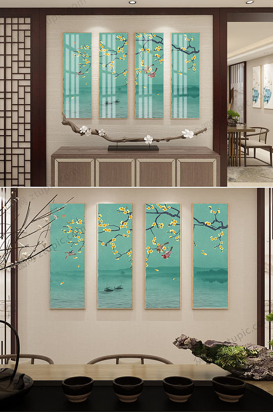 新中式花鸟意境装饰画-众图网