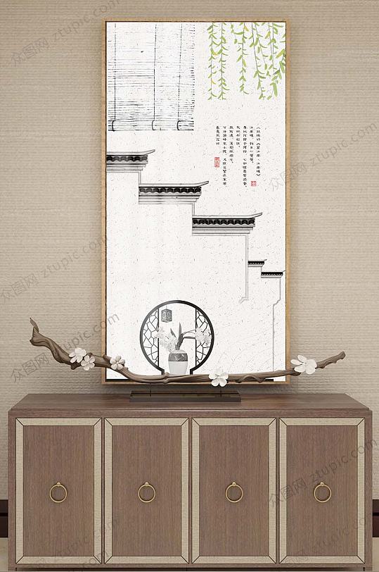 现代简约徽派建筑装饰画-众图网