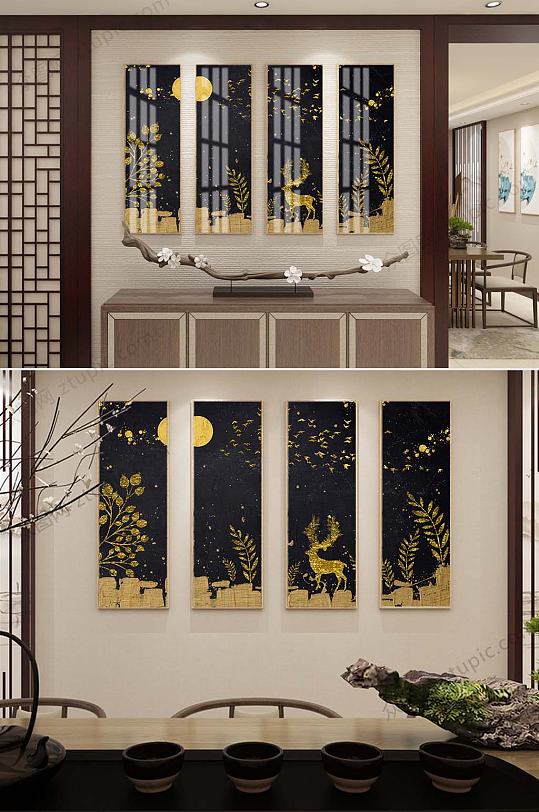 大气轻奢四联装饰画-众图网
