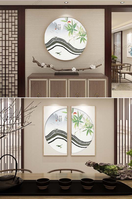 新中式简约手绘装饰画-众图网