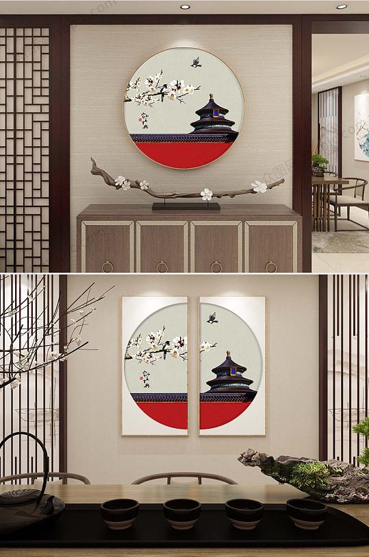 新中式宫廷风天坛装饰画-众图网