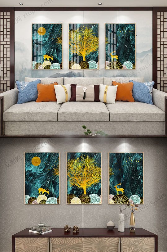 新中式简约装饰画-众图网