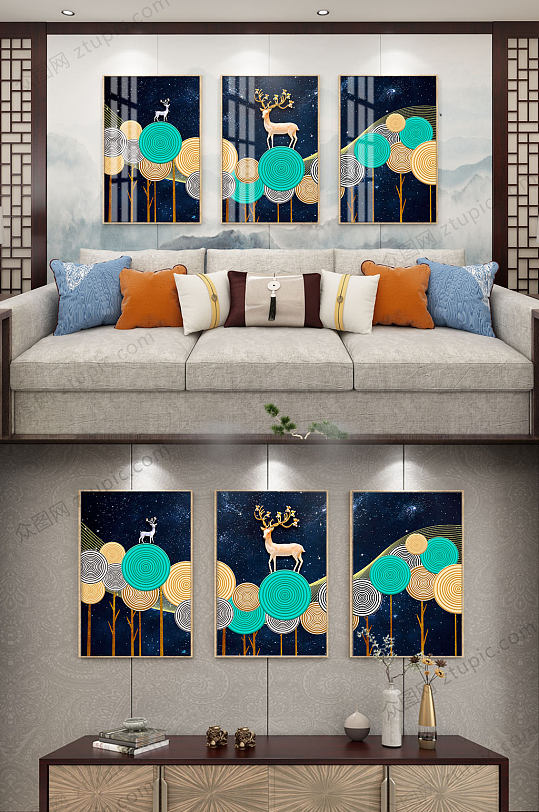 简约创意三联装饰画-众图网