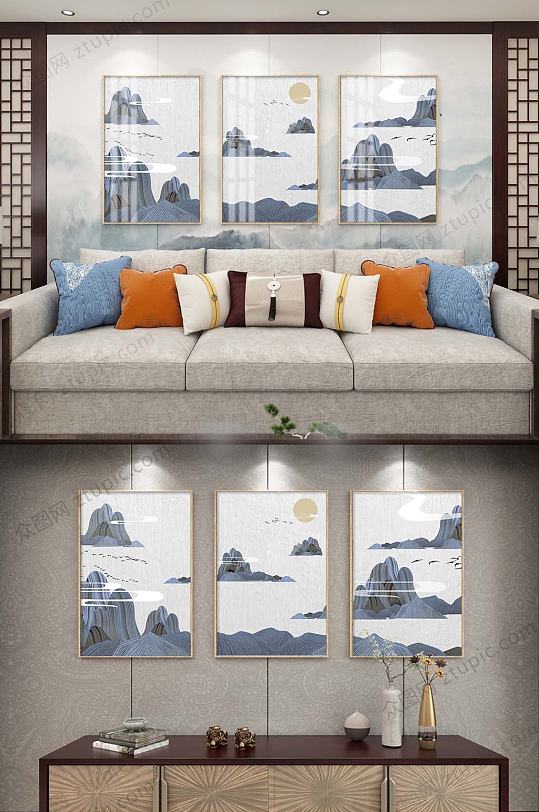 新中式抽象山水装饰画 大气山河图-众图网