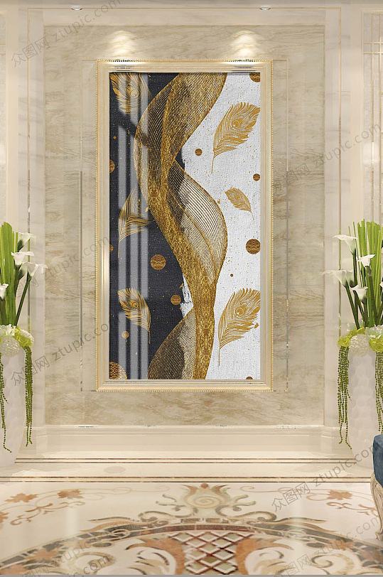 现代抽象奢华中庭装饰画-众图网