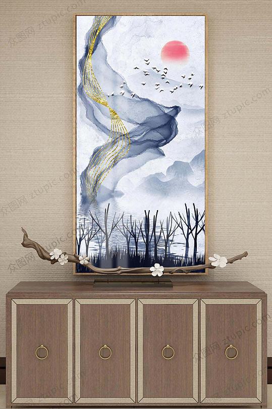 新中式抽象水墨中庭装饰画-众图网