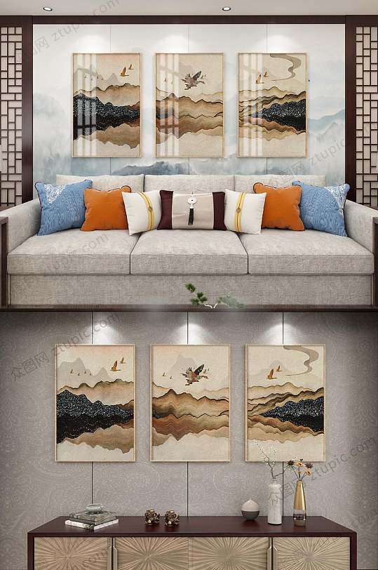 大气抽象山水装饰画-众图网