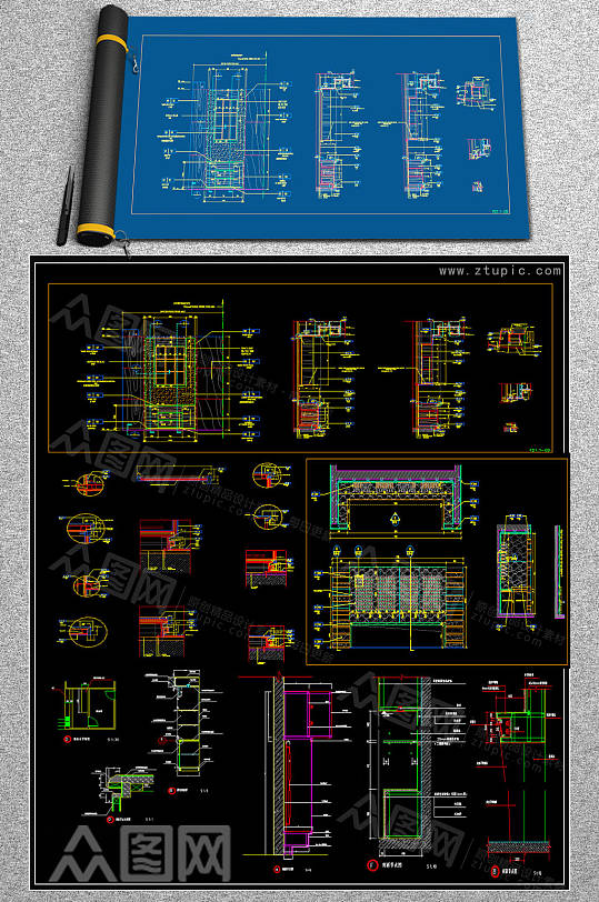 原创展柜CAD素材-众图网