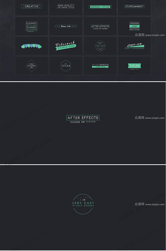 美式线框标题动效AE模版-众图网