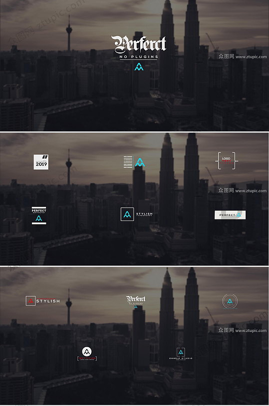 酷炫标题出现效果AE模版-众图网