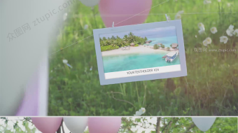 小清新草坪婚礼相片AE模板-众图网