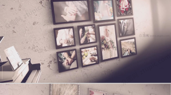 复古典雅照片墙婚礼回忆视频-众图网