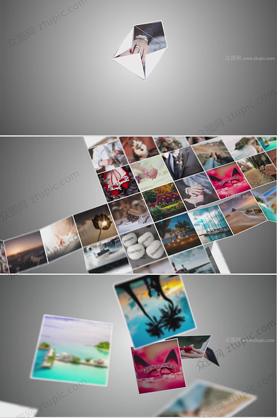 创意折叠相片旅行回忆视频-众图网