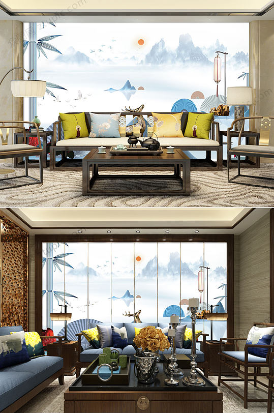 新现代装饰背景墙-众图网