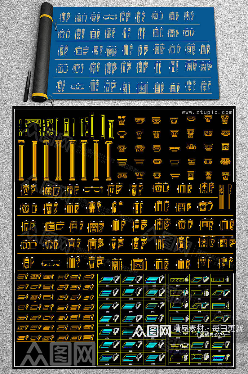 全套顶线CAD模块素材
