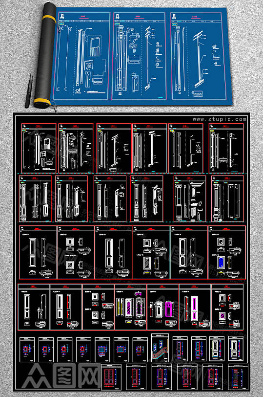 原创墙板CAD素材-众图网