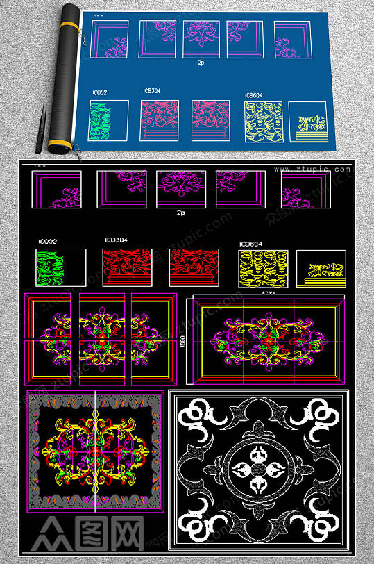 原创水刀拼花CAD图集
