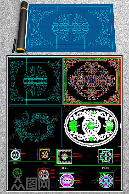 全套水刀拼花CAD-众图网