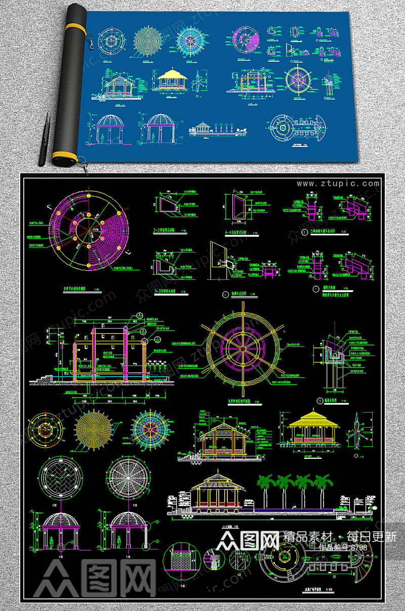 原创水亭CAD施工图素材
