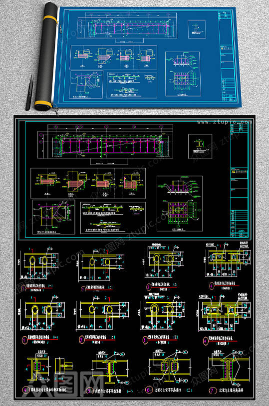 梁连接节点CAD图库-众图网