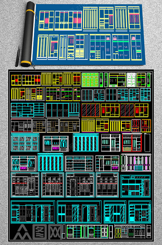 原创衣柜CAD素材
