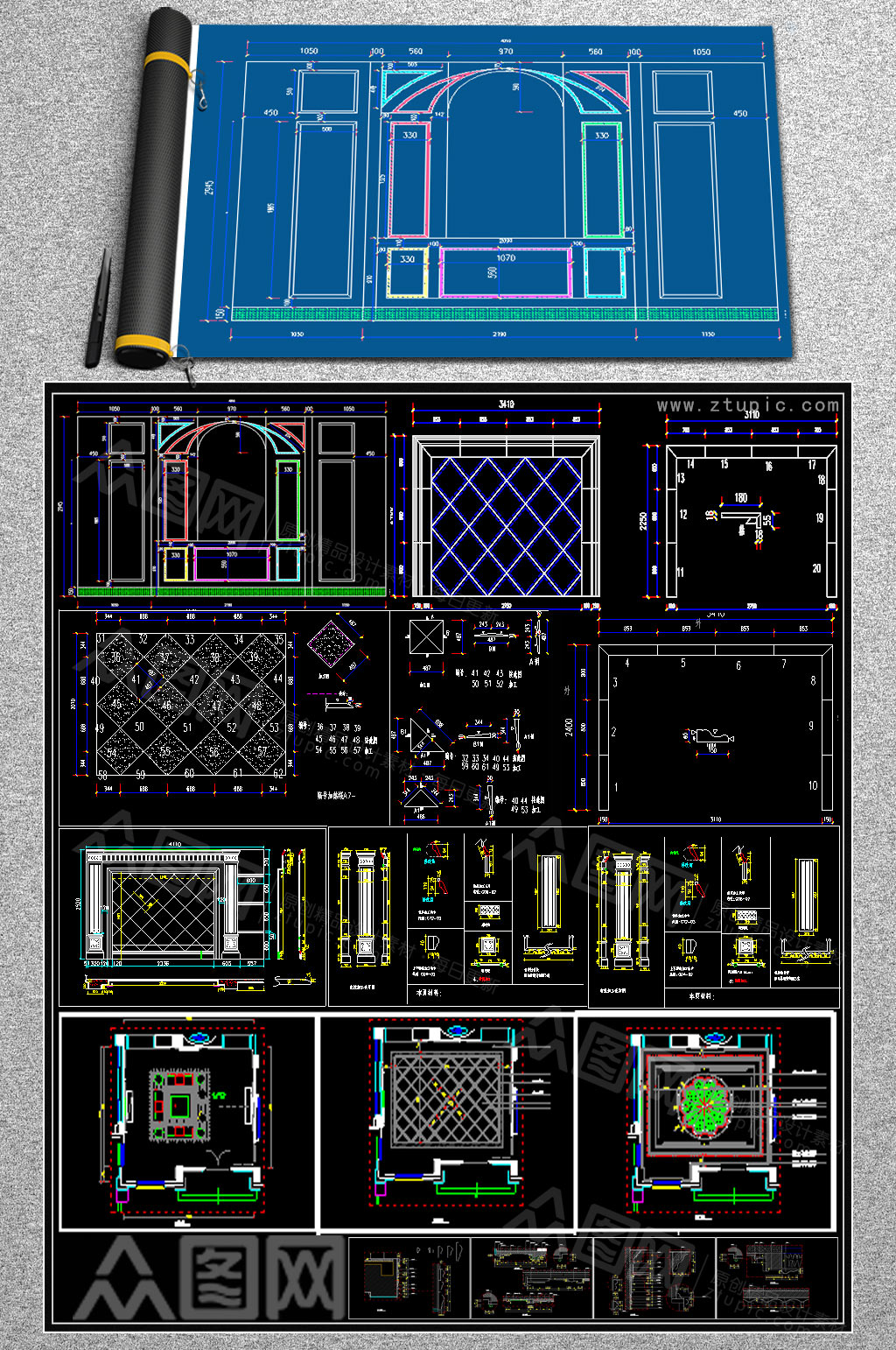墙柜CAD-墙柜CAD素材免费下载-众图网