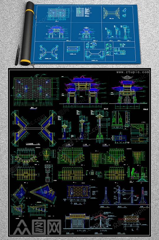 2019牌坊CAD板块-众图网