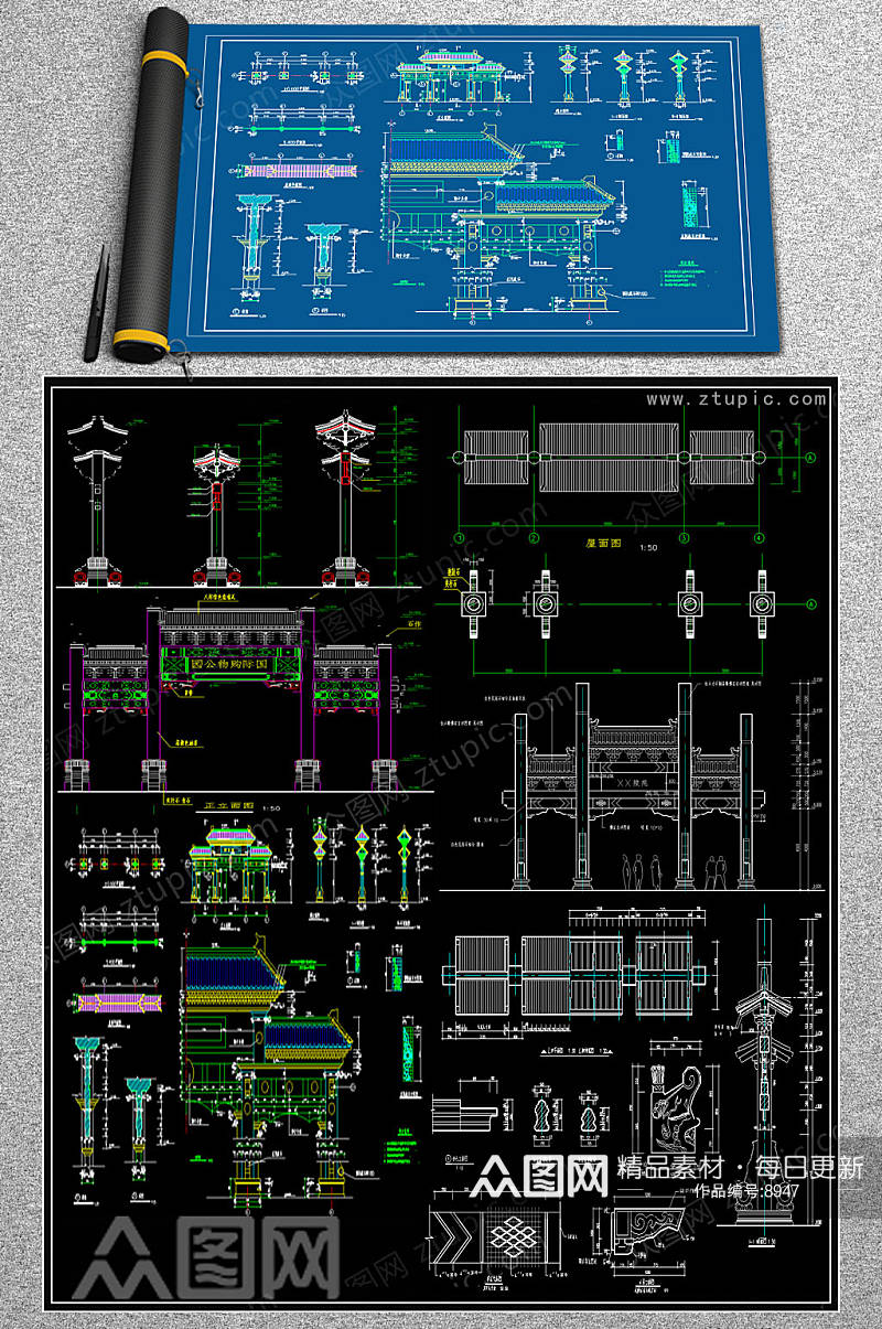中式牌楼CAD大全素材