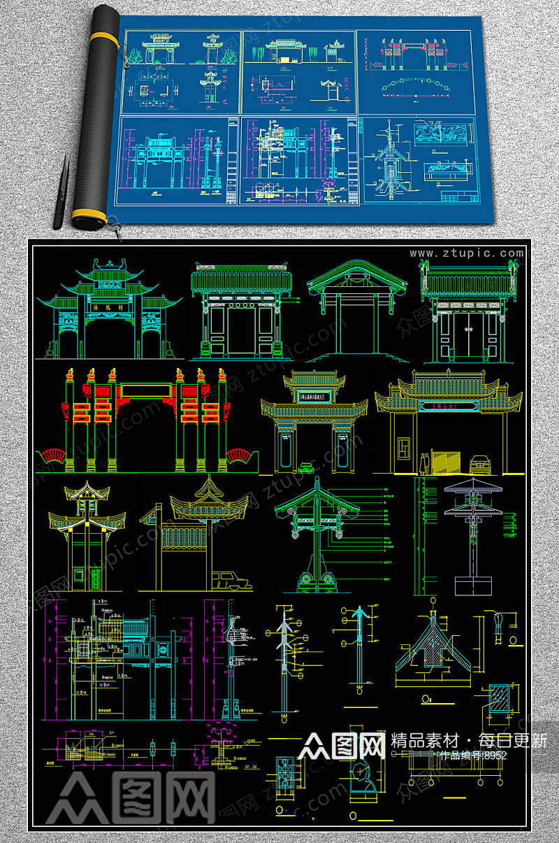 古典牌楼CAD素材素材