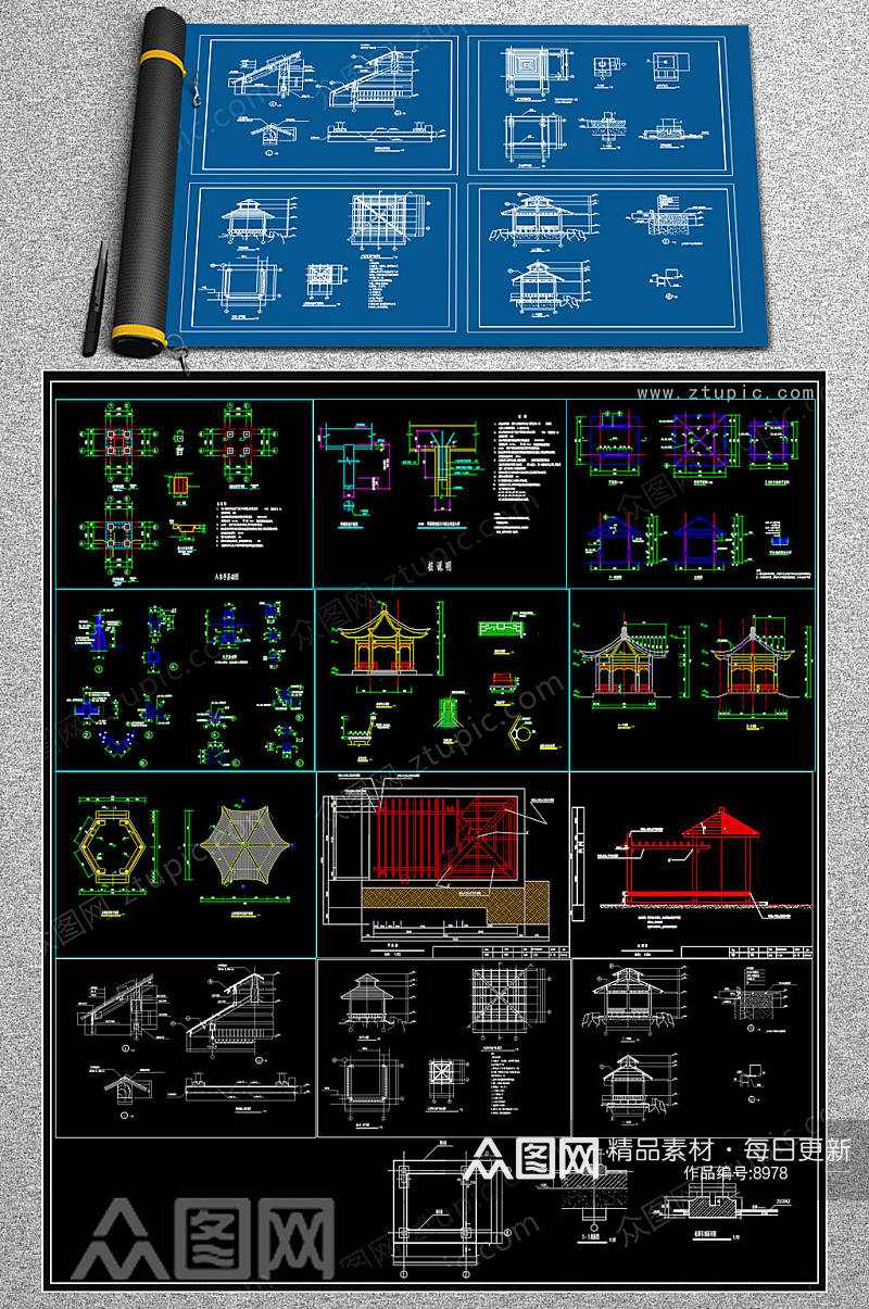 整套木亭CAD施工图素材