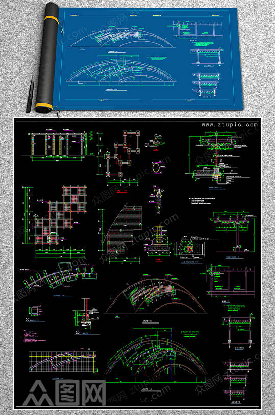 组合式花架CAD图集-众图网