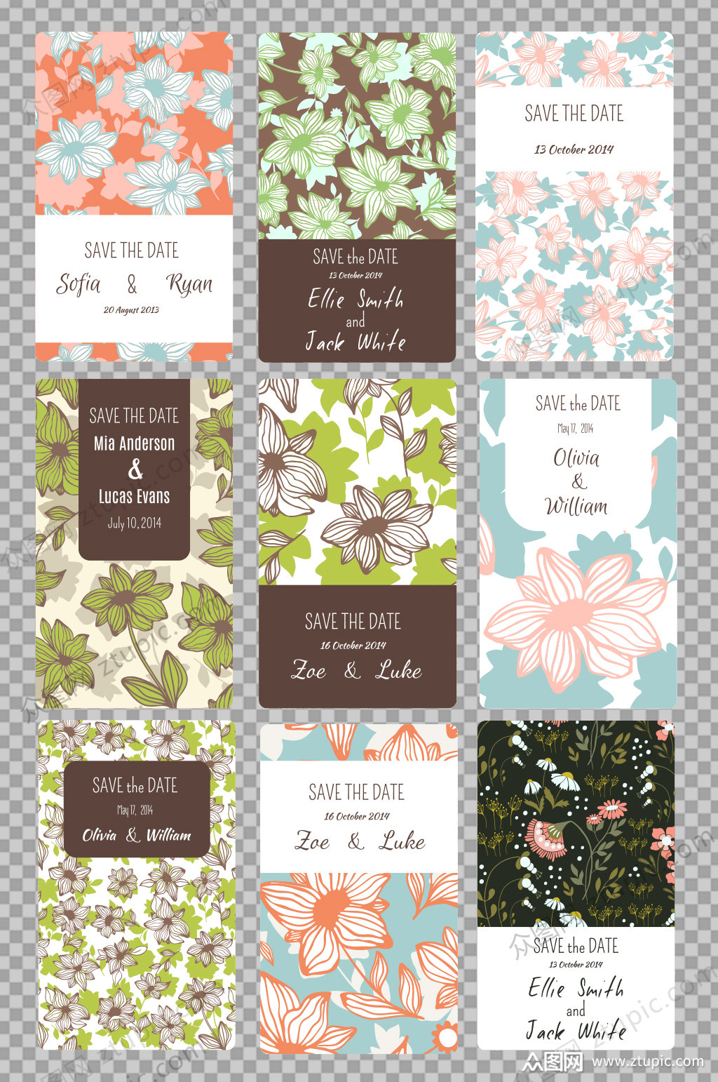 小清新花朵卡片素材