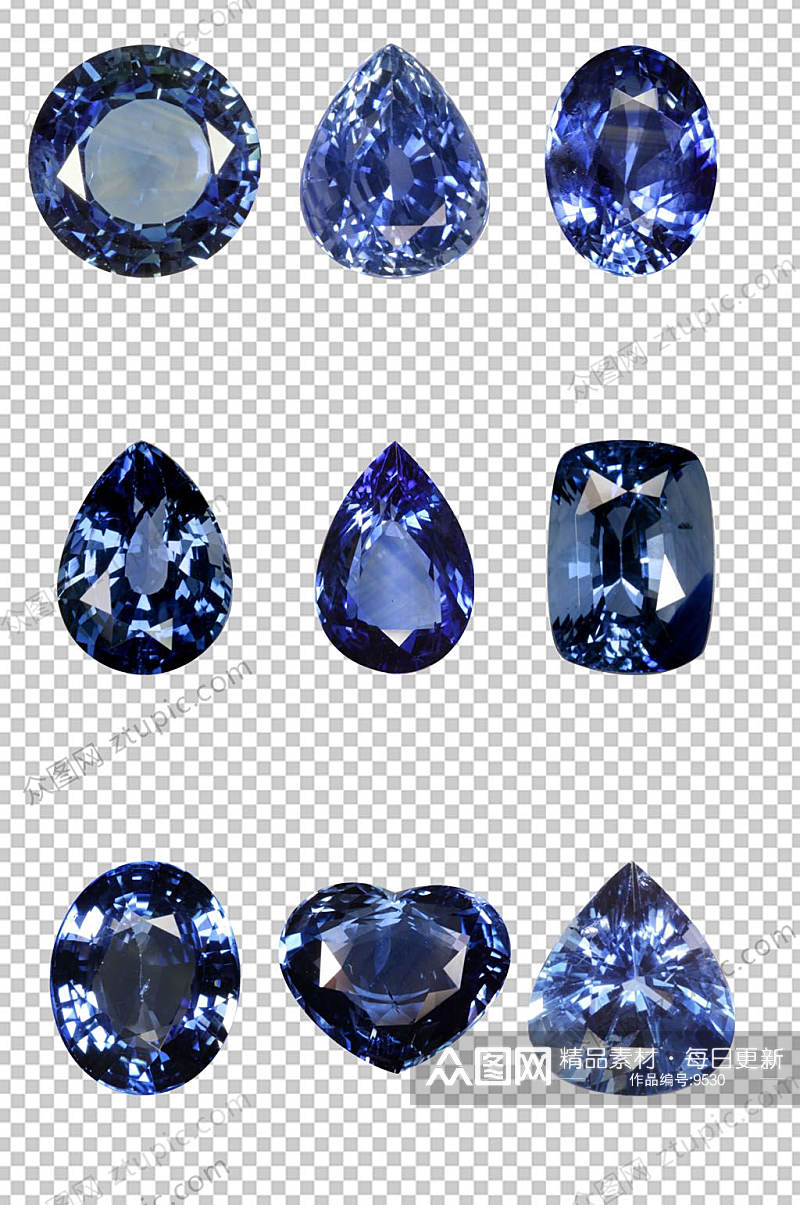 免抠蓝色钻石素材PNG素材