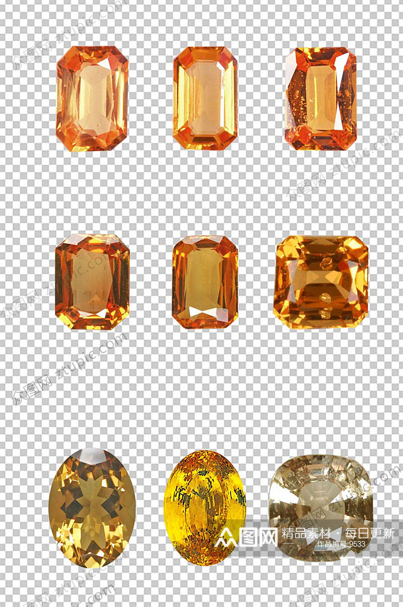 黄色贵气钻石免抠素材PNG素材