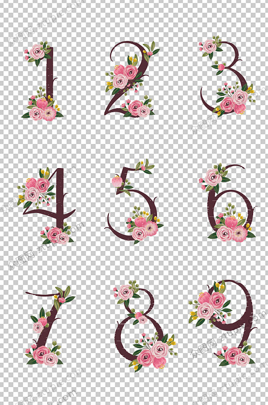 花朵艺术字体免扣