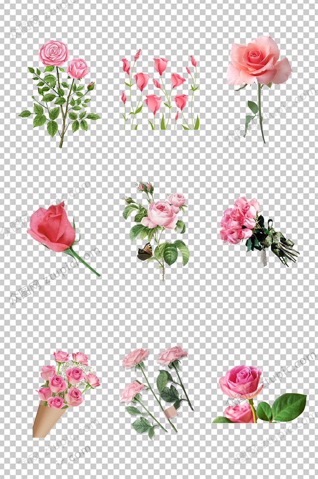粉色玫瑰花免扣素材素材
