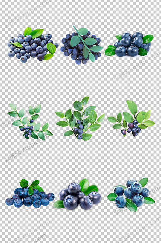 组合蓝莓水果PNG元素
