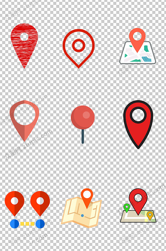 红色定位免扣png