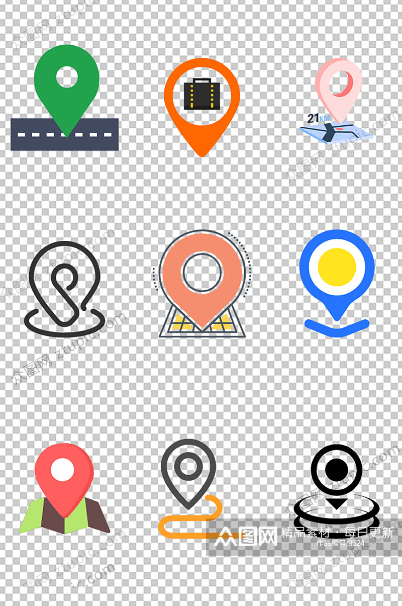 定位小图标PNG素材