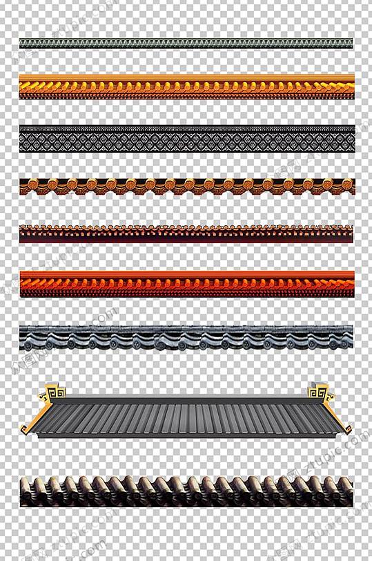 中式典雅瓦片屋檐免抠素材