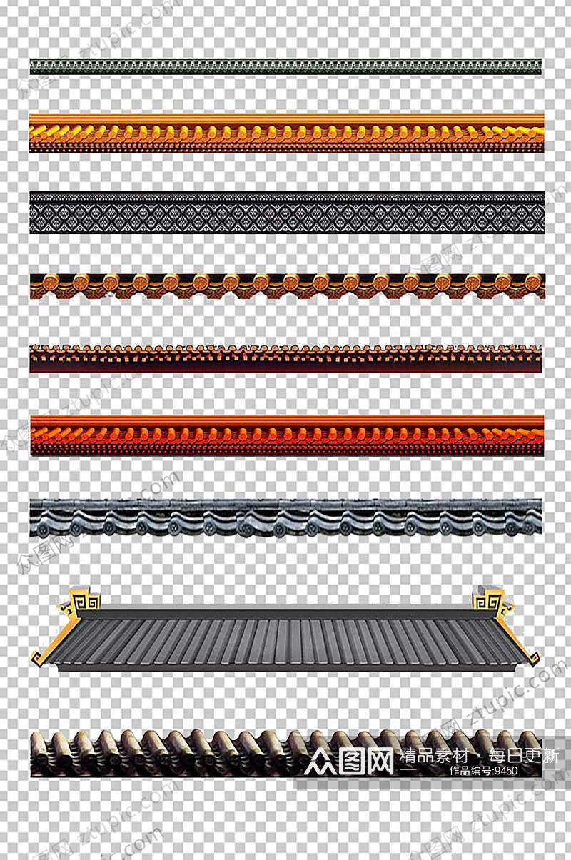 中式典雅瓦片屋檐免抠素材素材