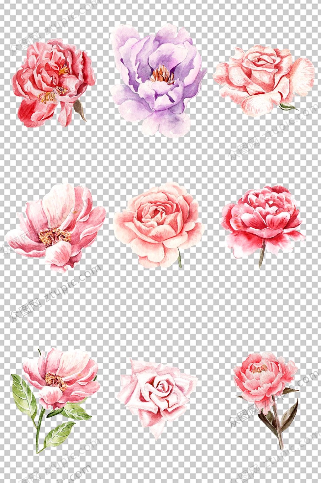 粉色手绘花朵免抠素材素材