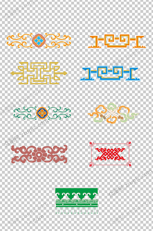 藏式边框花纹png素材藏族元素